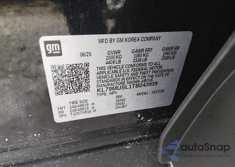 2026 Chevrolet Trailblazer Awd Rs z USA, uszkodzony, nr VIN KL79MUSL1TB043939